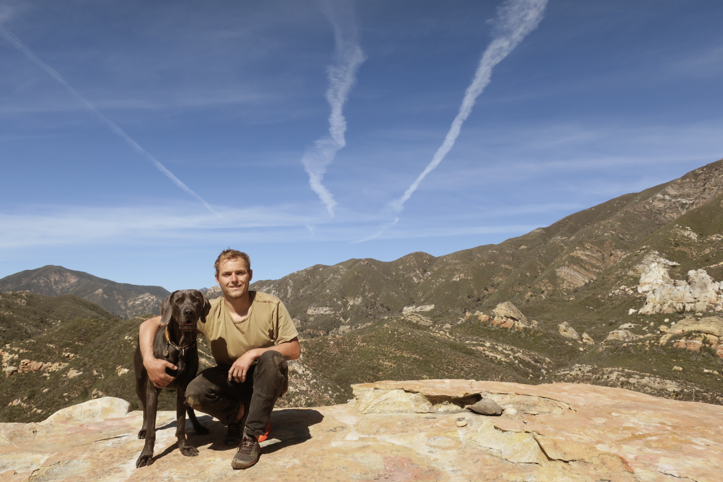 My partner Gunnar and I taking a break from hunting birds to enjoy the view.