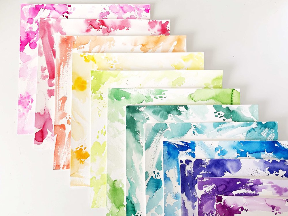 How To Watercolor 12 Colorful Rainbow Borders | Susan Chiang
