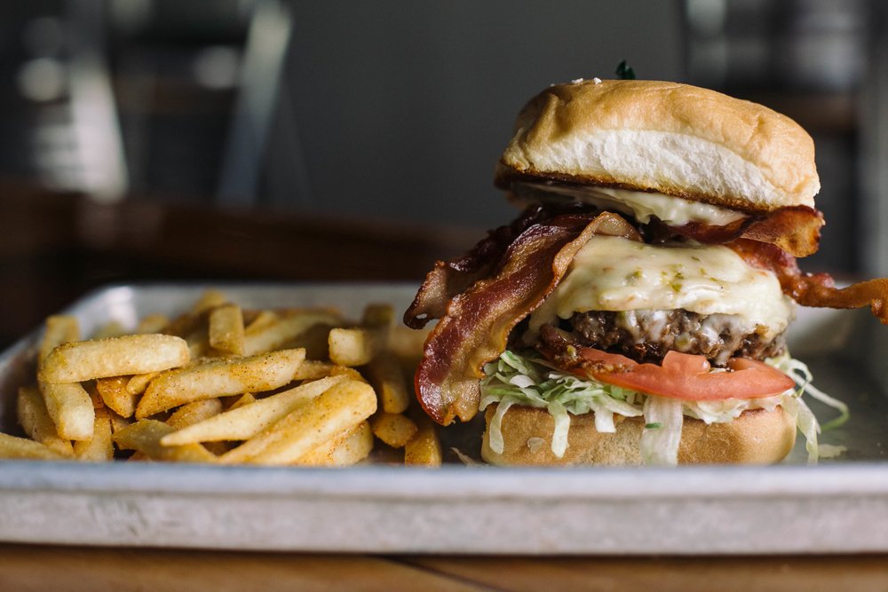 Our Mom's burger and seasoned fries