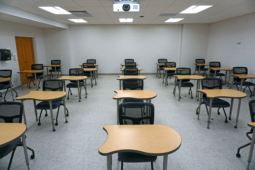 Computer Comfort's Koi Classroom Tables configured for social distancing