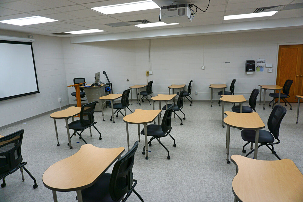 Computer Comfort's Koi Classroom Tables configured for social distancing
