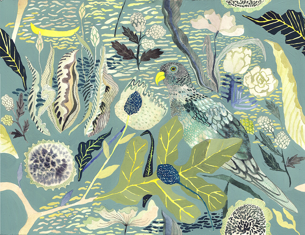 "Green Parrot and Yellow Canoe"