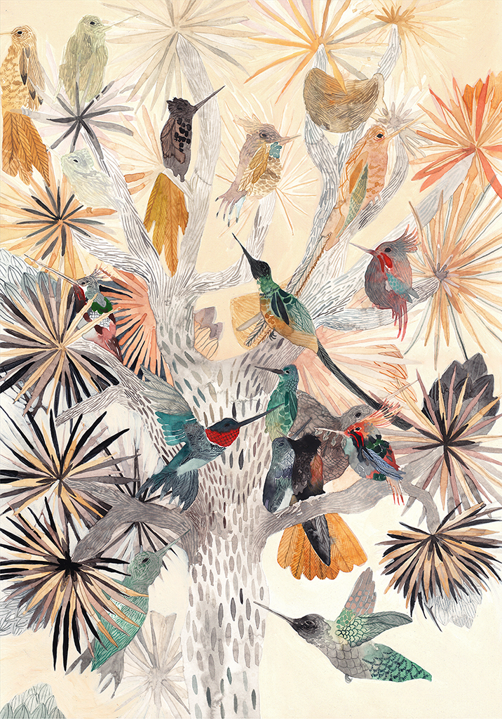 "Joshua Tree and Hummingbirds"