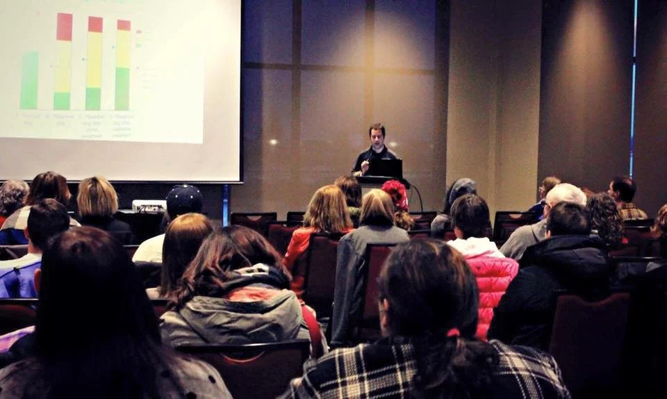 Tristan Flynn speaking at his Reactive Dog Seminar in PEI.
