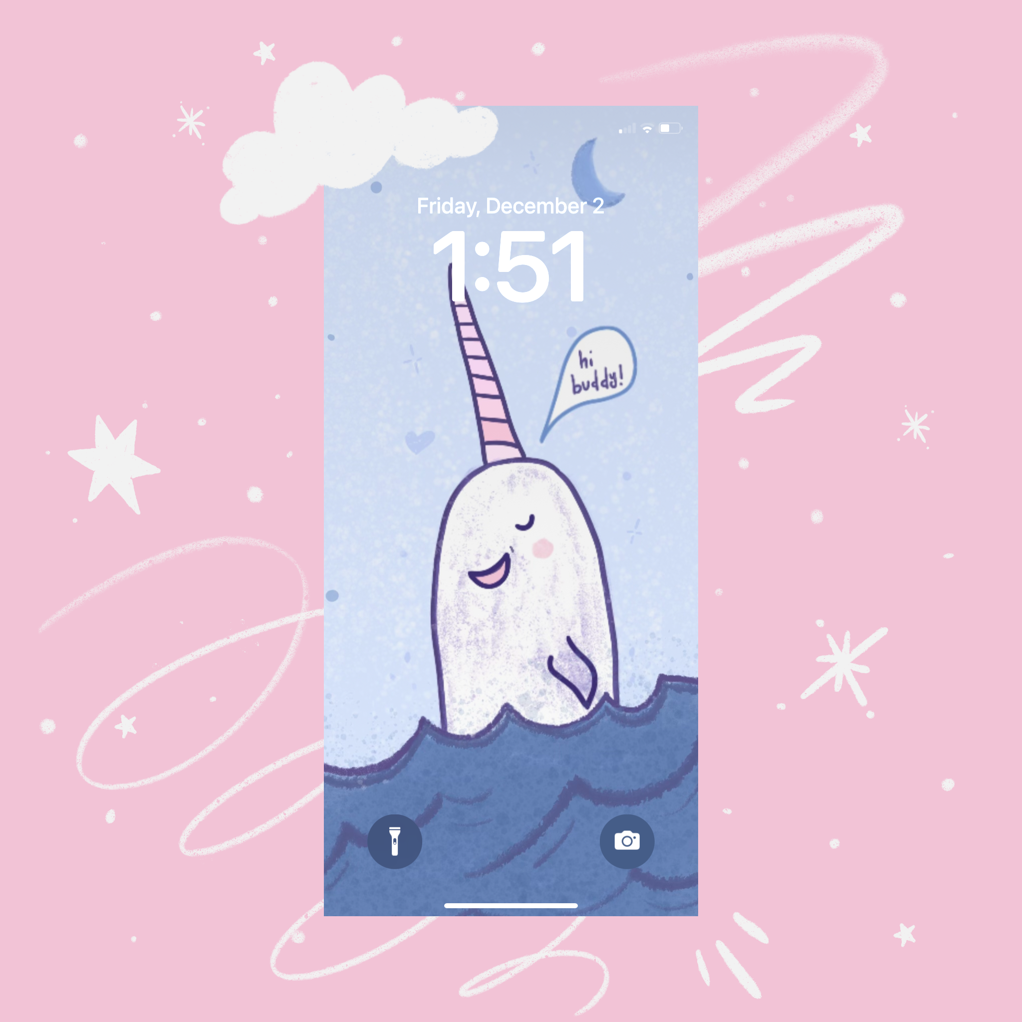noelle narwhal phone wallpaper