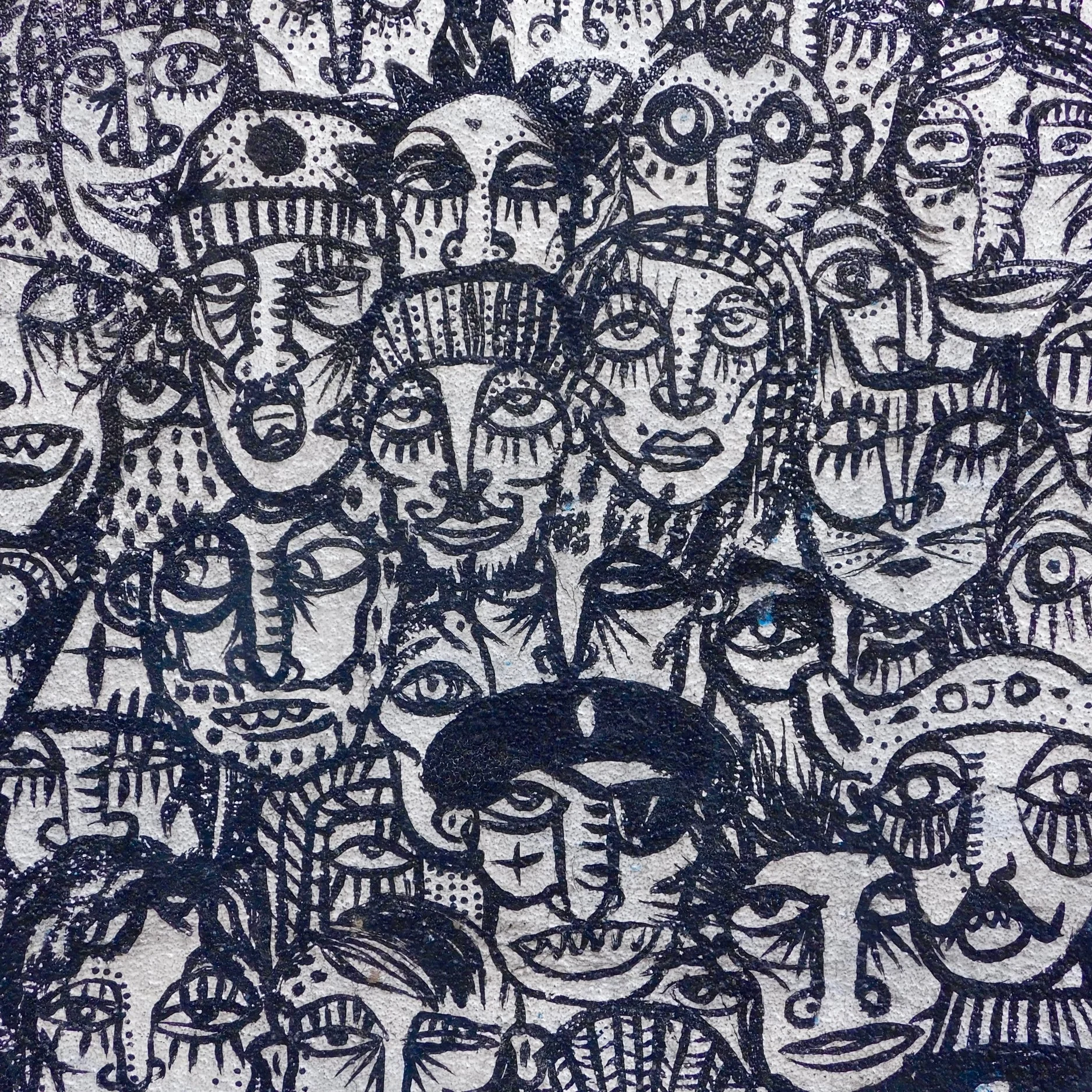 Detail of Street Art in Raval, Barcelona, Spain