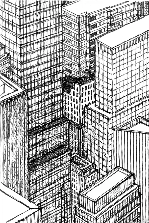 Ink sketch by Gary Perrone.