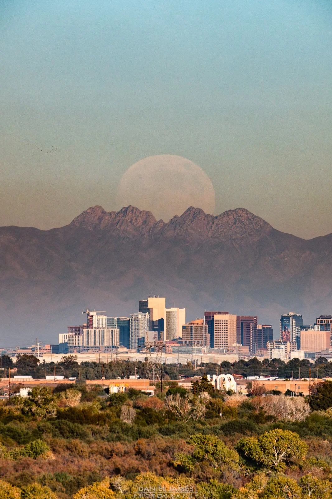 Phoenix Skyline, Four Peaks, Full Moonrise