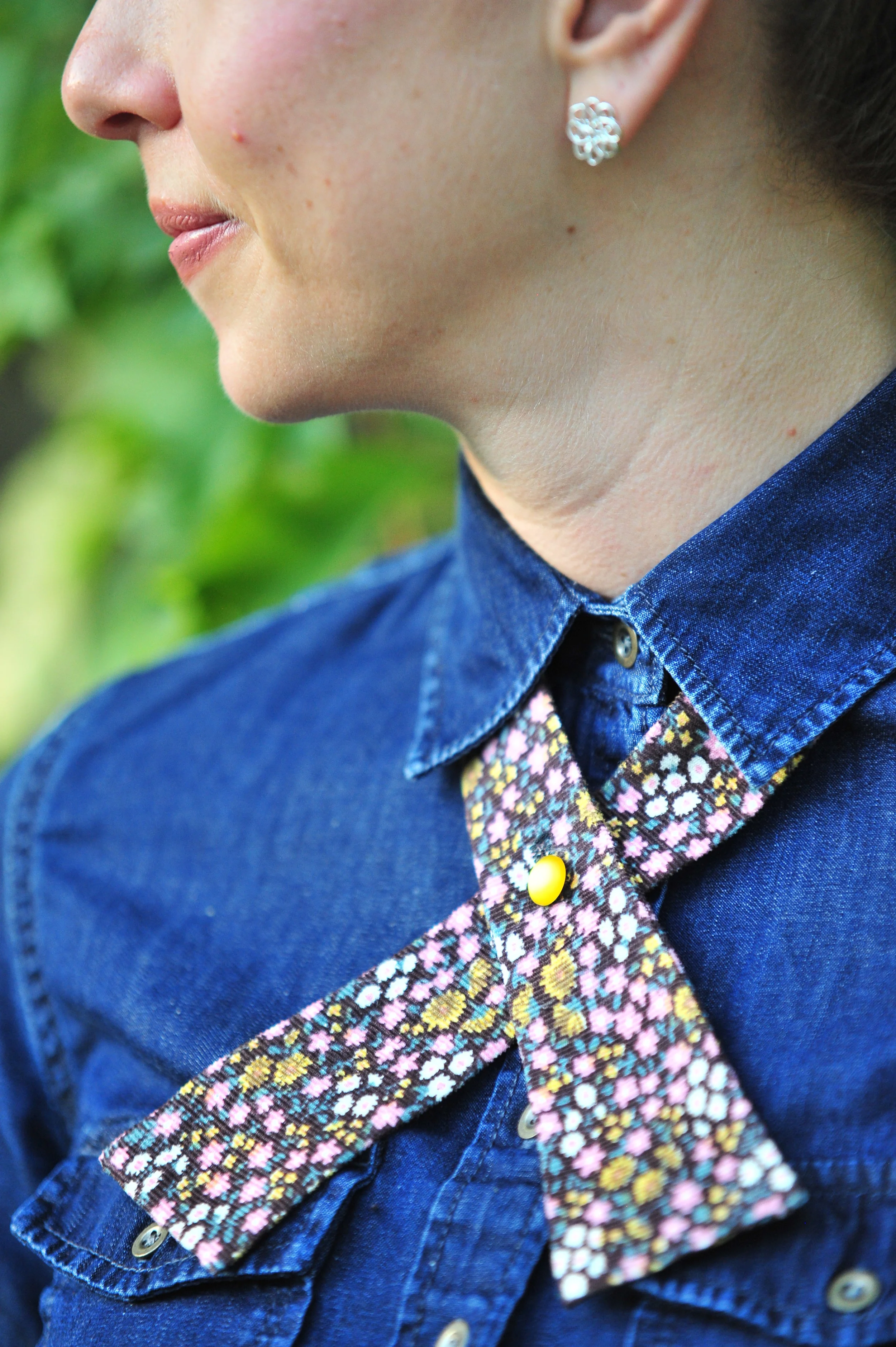 Brown floral corduroy