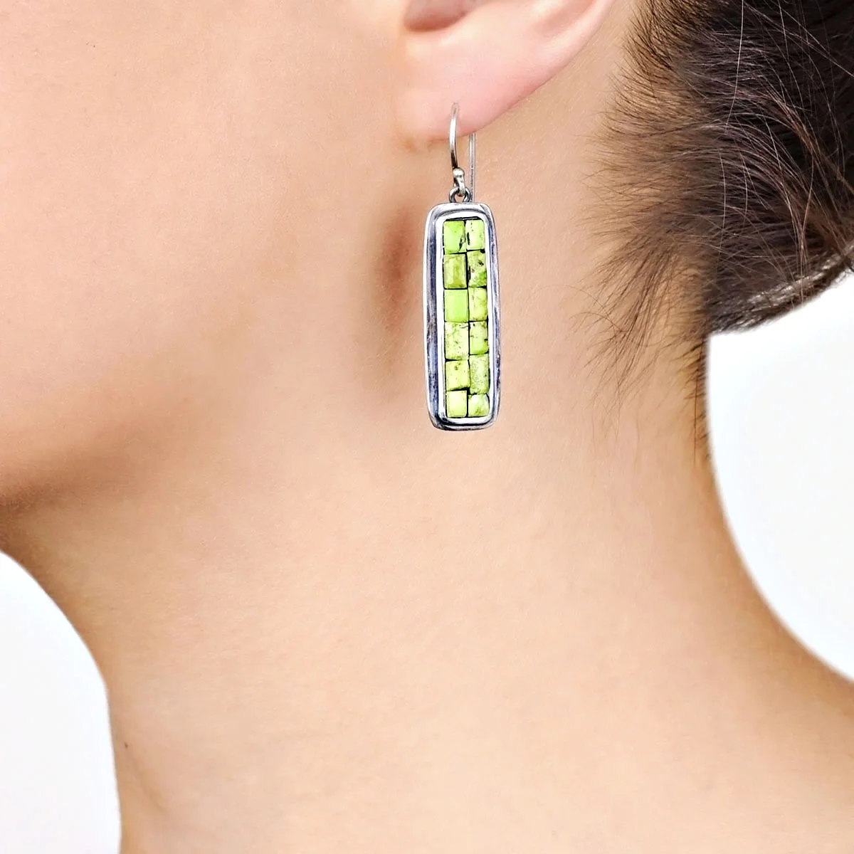 Gaspeite Mosaic Earrings