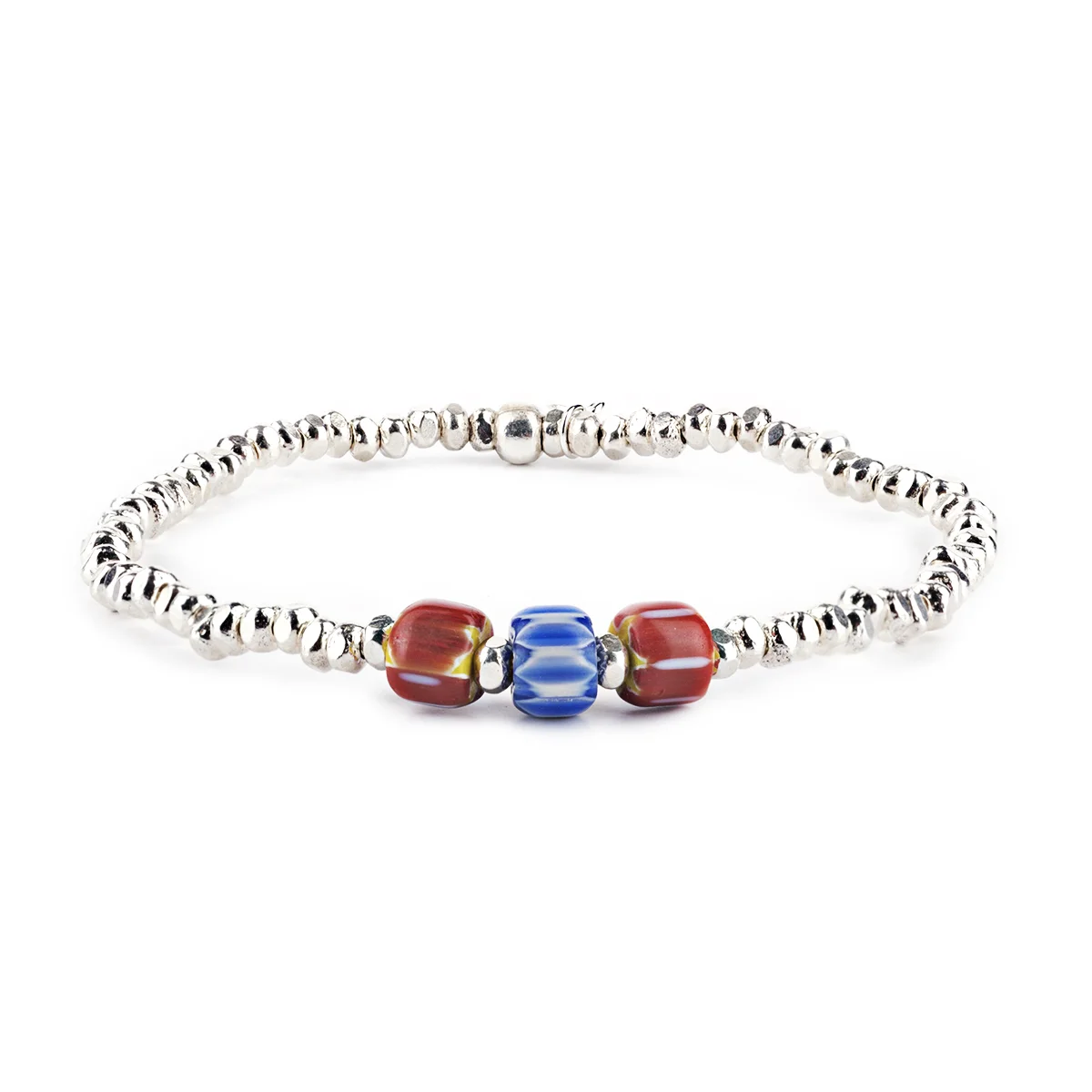 peyote bird designs - silver bead bracelet