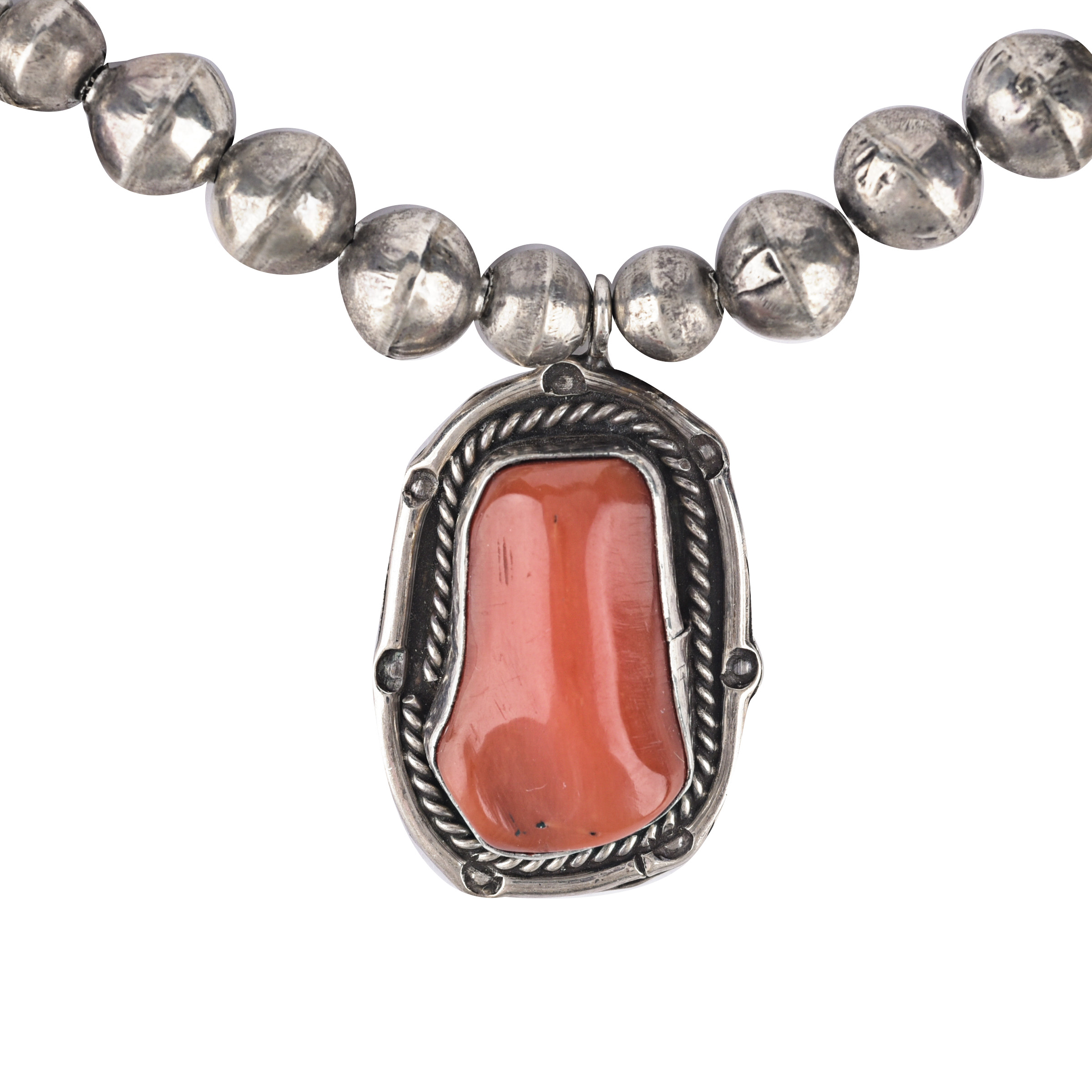 peyote bird - Vintage Red Coral Necklace with Desert Pearls