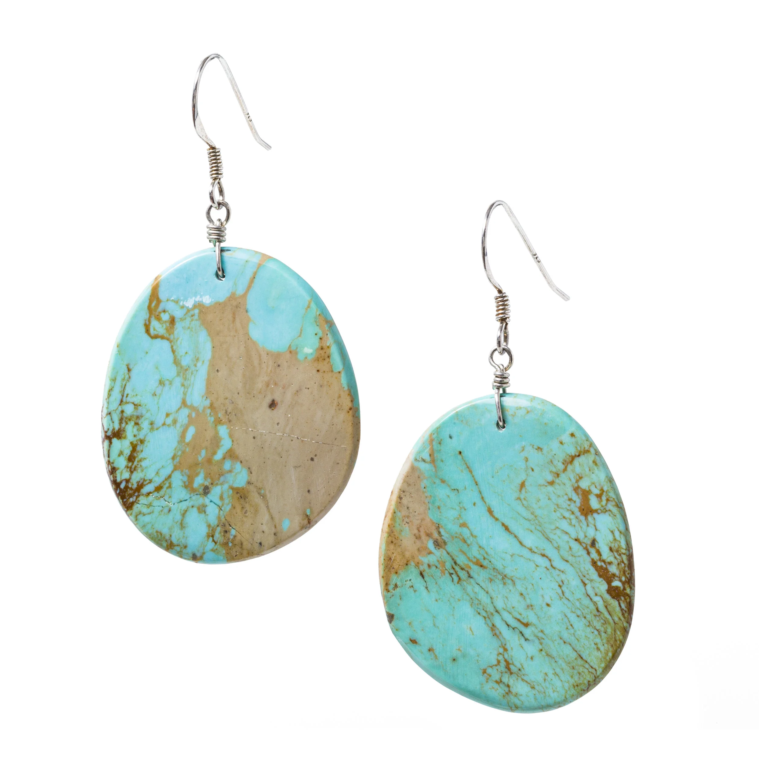 peyote bird - Marwin Lovato Turquoise Slab Earrings