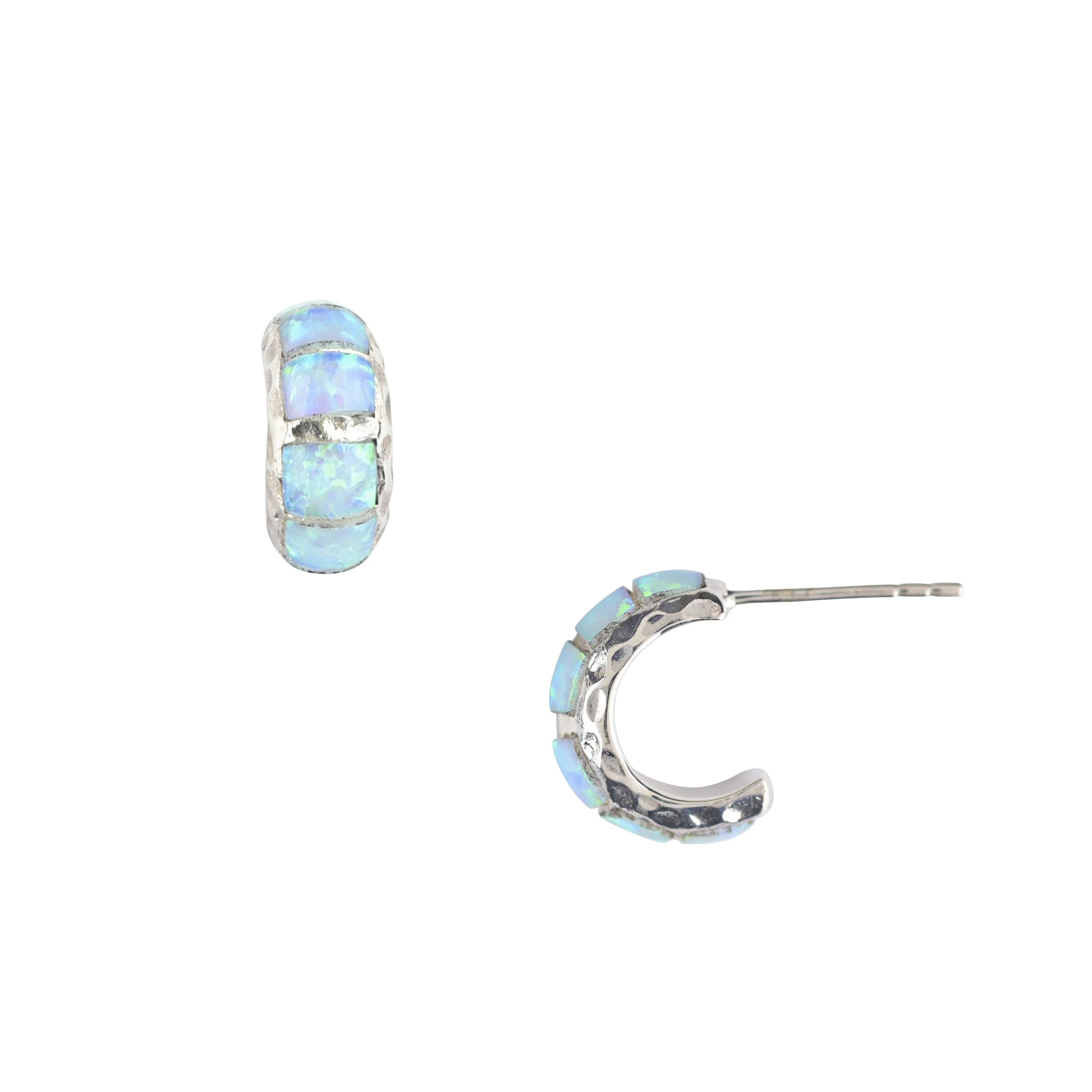 Petite Opal Hoop Earrings — Peyote 