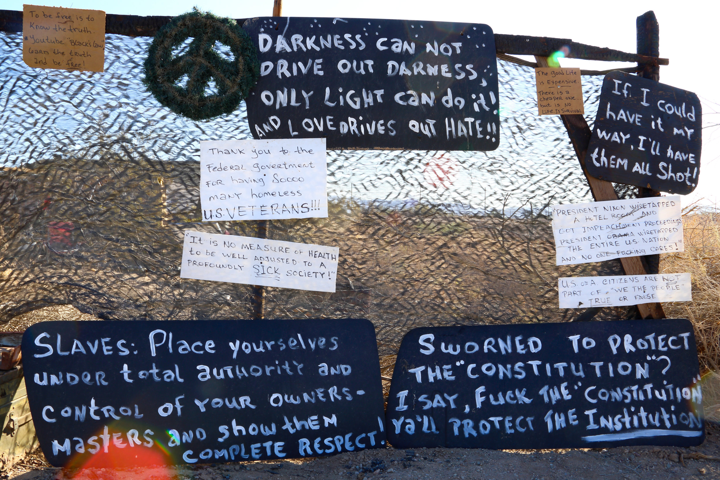 Stopping to read the signs.