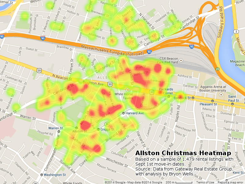 The Official Allston Christmas Heatmap of discarded "gifts" by Bryon P. Wells.
