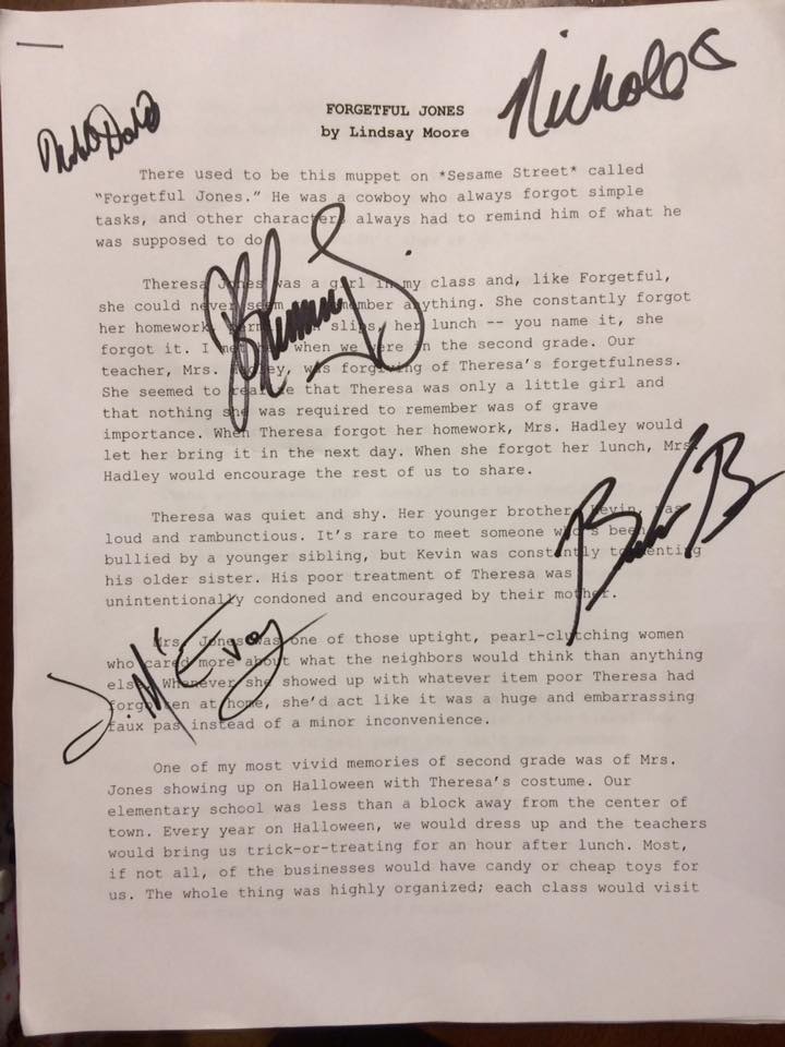 Autographed Forgetful Jones document