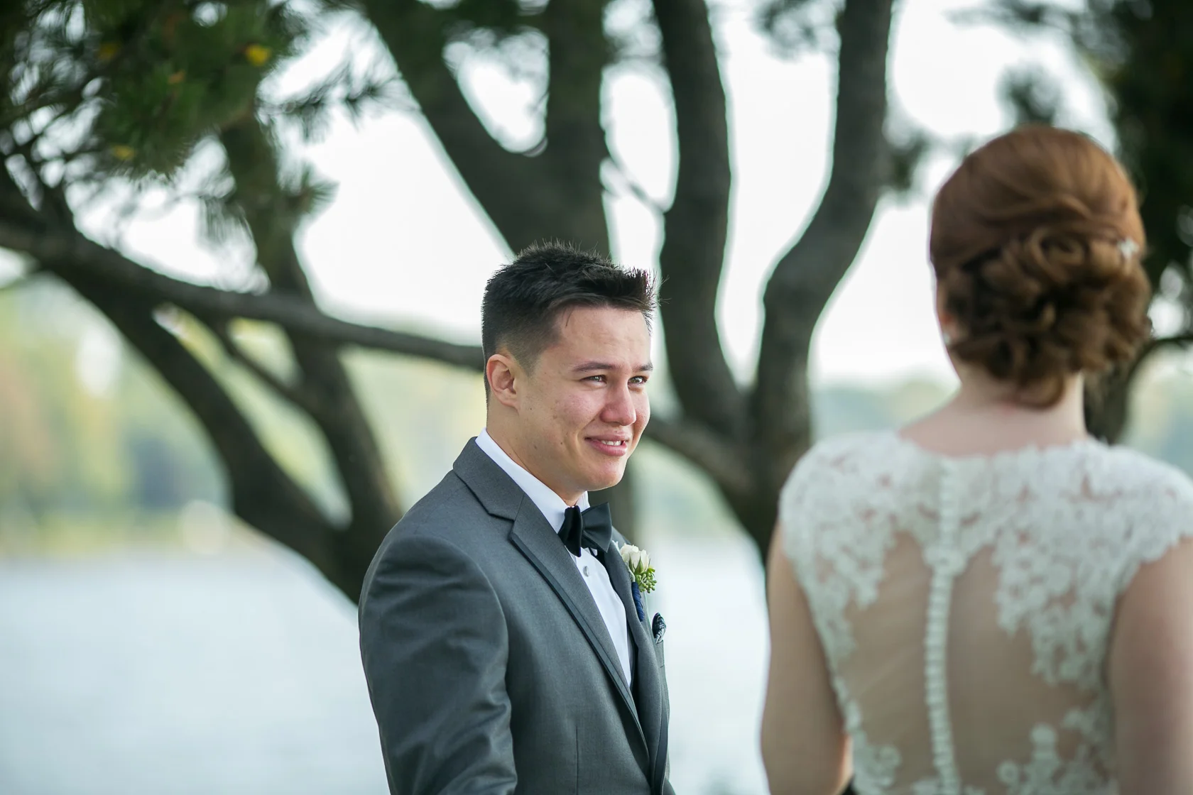 Ming seeing Patricia for the first time in her wedding dress.