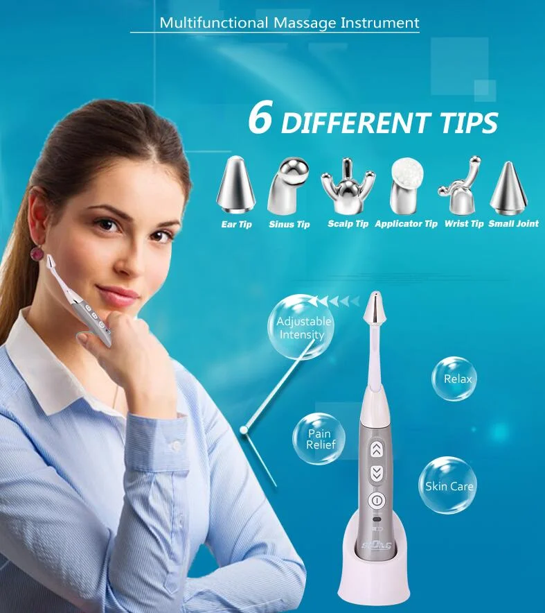 Micro Sun -- 振動定點/臉部按摩器（無線充電）--- 附六個按摩頭