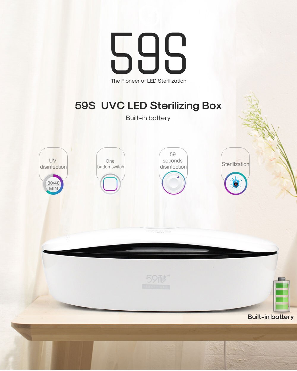 Micro Sun - 59S UVC LED消毒盒（USB充電） — Micro Sun Project 個人護理及醫療用品專門店