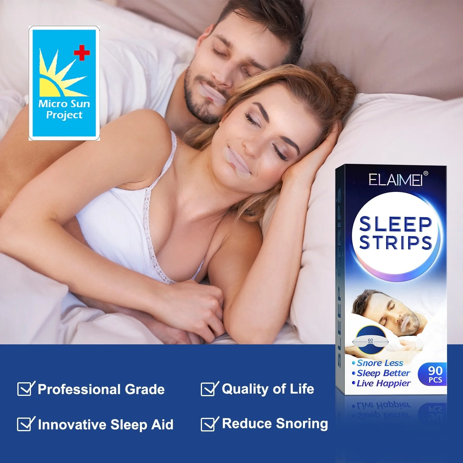 ELAIMEI 貼夜間睡覺止鼾呼吸貼（矯正張口 ）（90貼）