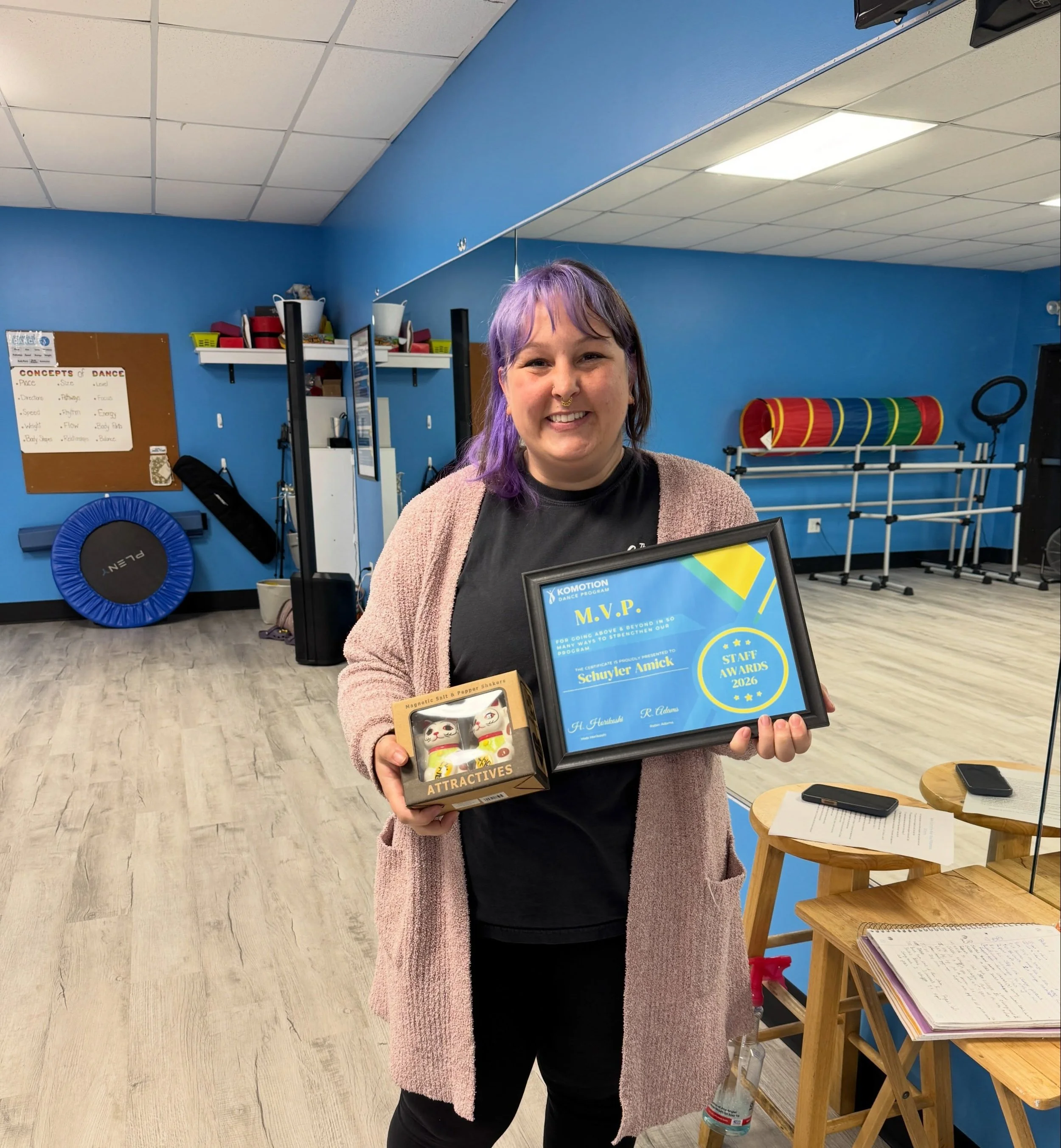 Staff Awards &mdash; Season 11 🎉

M.V.P 🏆 &mdash; Ms. Schuyler (@themommaskye)
Heart of Komotion 💙 &mdash; Ms. Mel (@amelia._willow)

Thank you both for being such an incredible part of our program and for pouring your heart and soul into our kids