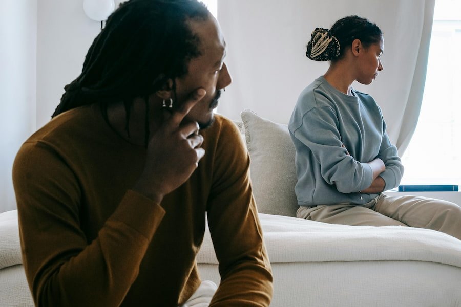 A couple not talking to each other
