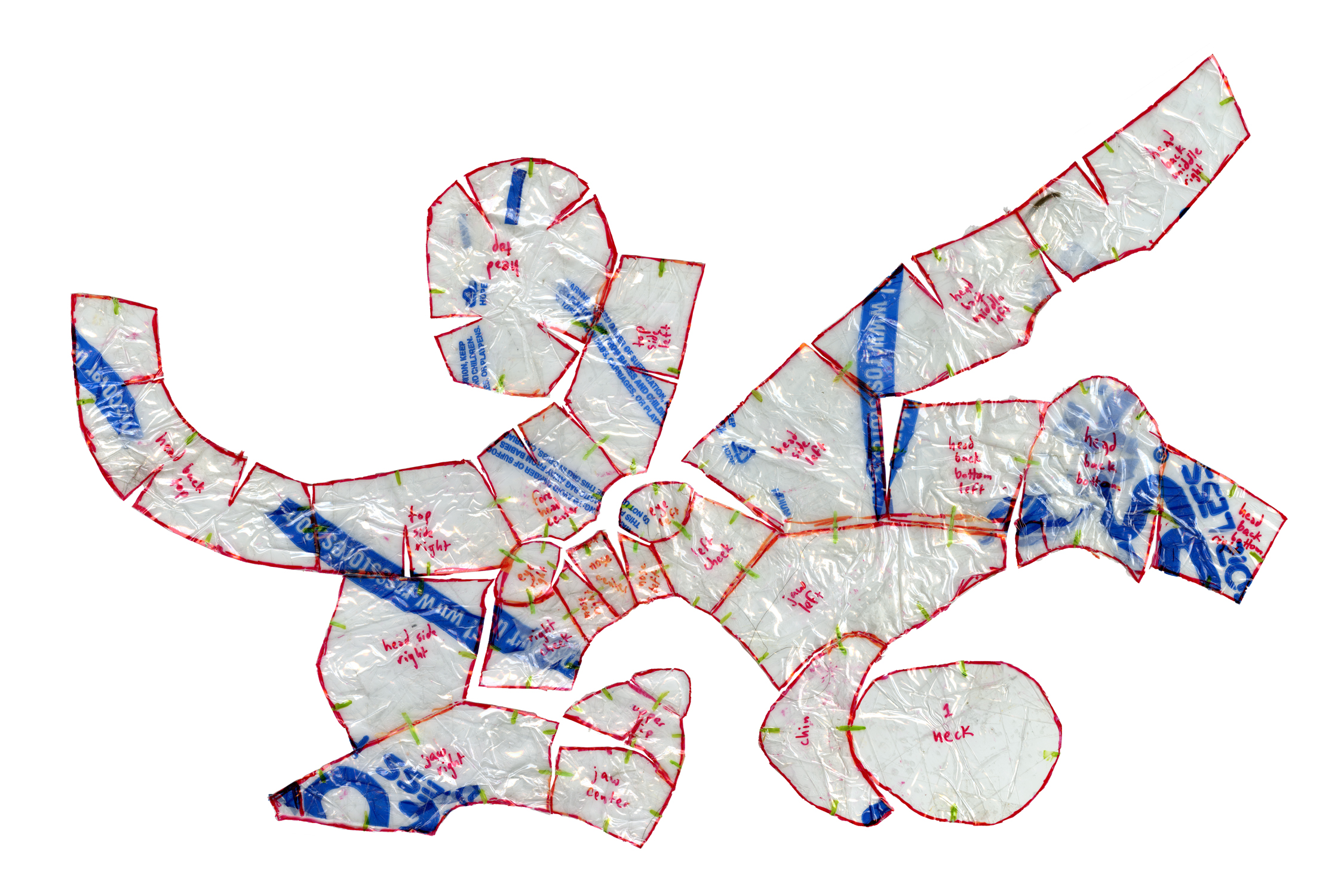 Head Map No. II , plastic bag and packing tape, 22"x30", 2010