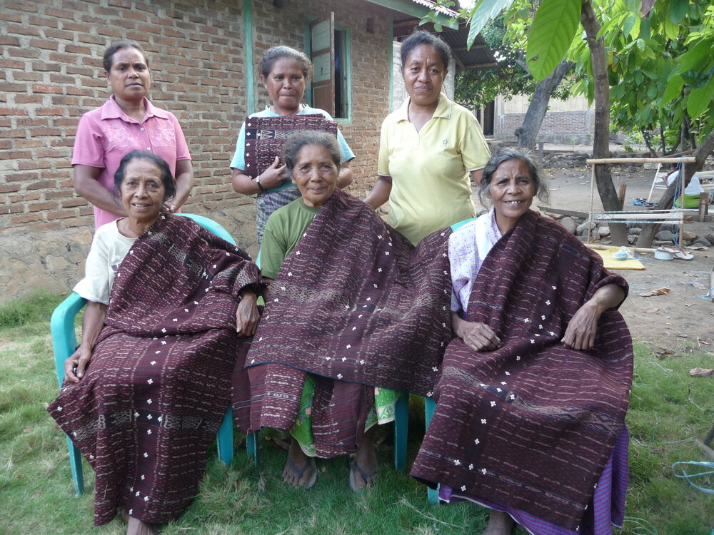 Weavers in East Flores and traditional bridewealth sarongs.JPG