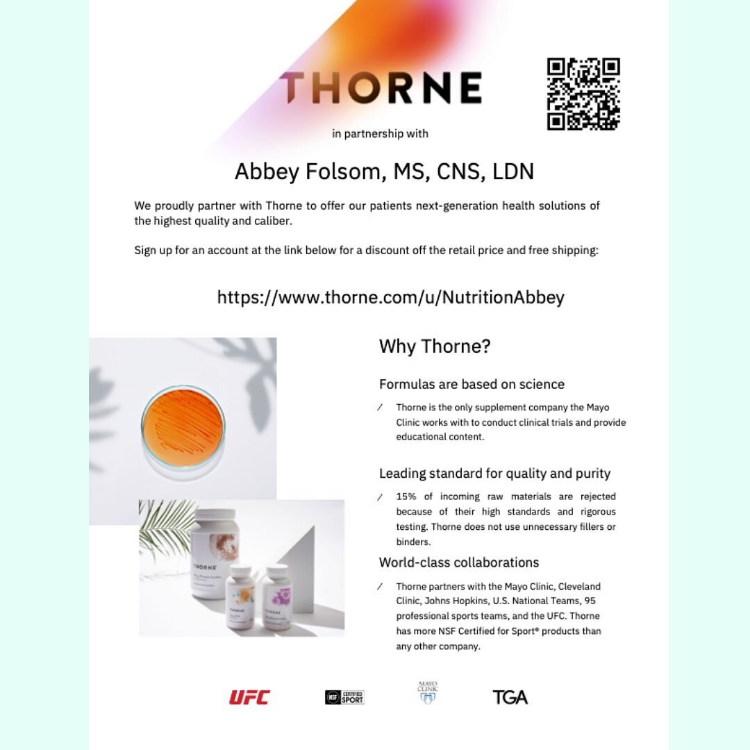 Upgrade your supplement routine with @thornehealth -an industry standard! Please schedule a consultation for a personalized recommendation. My dispensary: https://www.thorne.com/u/NutritionAbbey
.
.
#CertifiedNutritionSpecialist #LicensedNutritionist