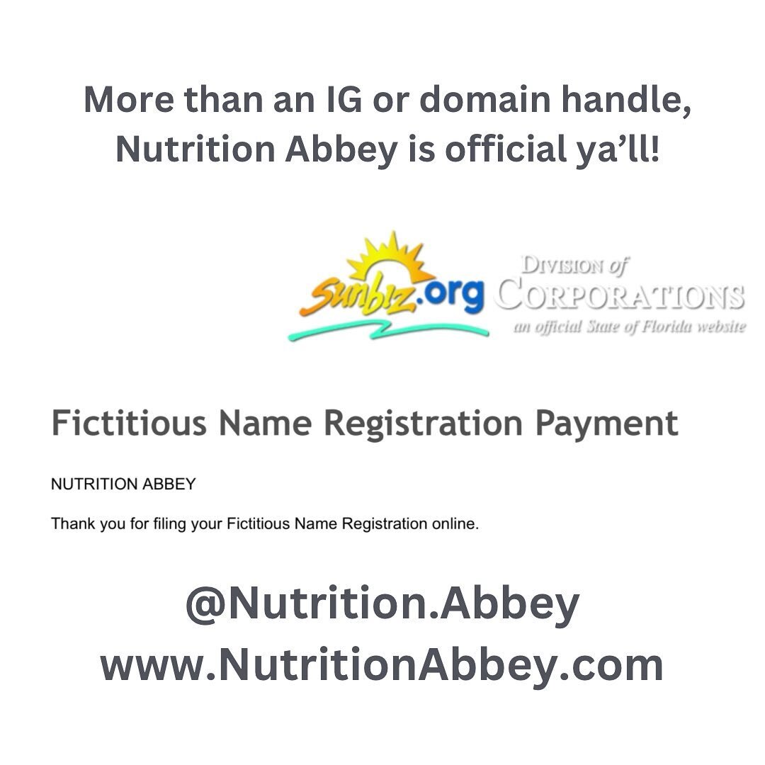 More than an IG or domain handle, Nutrition Abbey is official ya&rsquo;ll! Please visit www.NutritionAbbey.com
.
.
#LicensedNutritionist
#ClinicalNutrition #TallahasseeNutrition #FloridaNutrition #FloridaNutritionist #FloridaDietitian #FloridaLicense