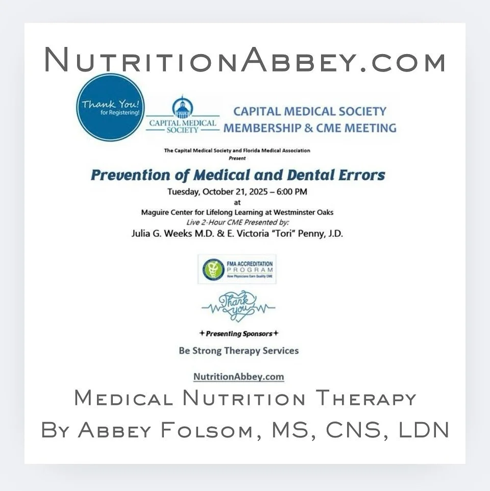 @nutrition.abbey &amp; @bestrongtherapy are excited to sponsor @capmedsociety monthly meeting! All licensed healthcare professionals are required to take #medicalerrors continuing education for biennial renewal. Looking forward to seeing everyone alo
