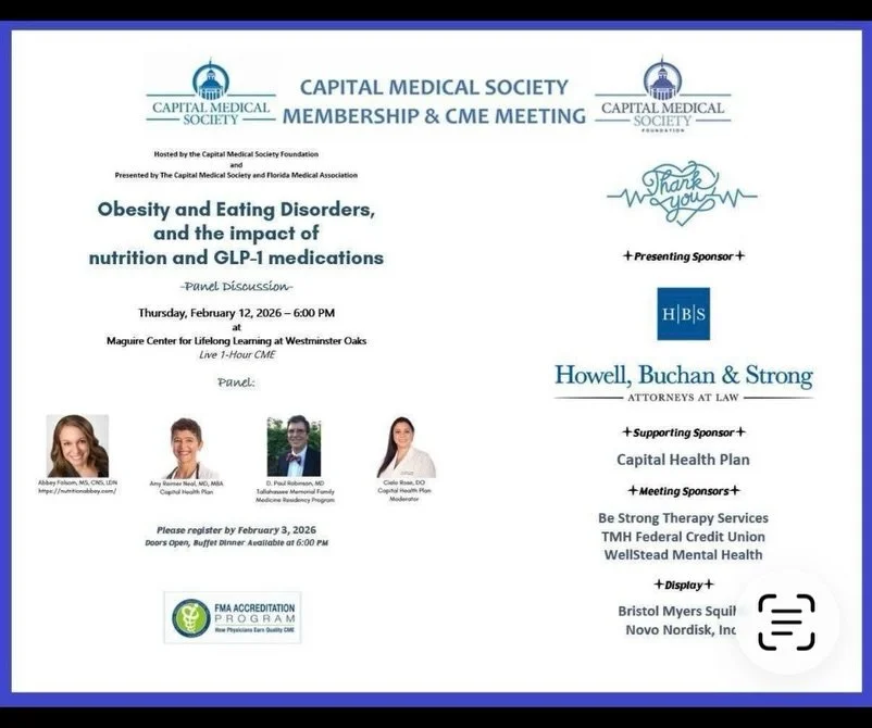 @NutritionAbbey -An honor &amp; privilege to be an invited guest speaker for the @CapMedSociety. My co-panelists are esteemed healthcare experts: @TallahasseeMemorial Family Medicine Residency Program, Dr. Paul Robinson -a pillar of pediatrics &amp; 