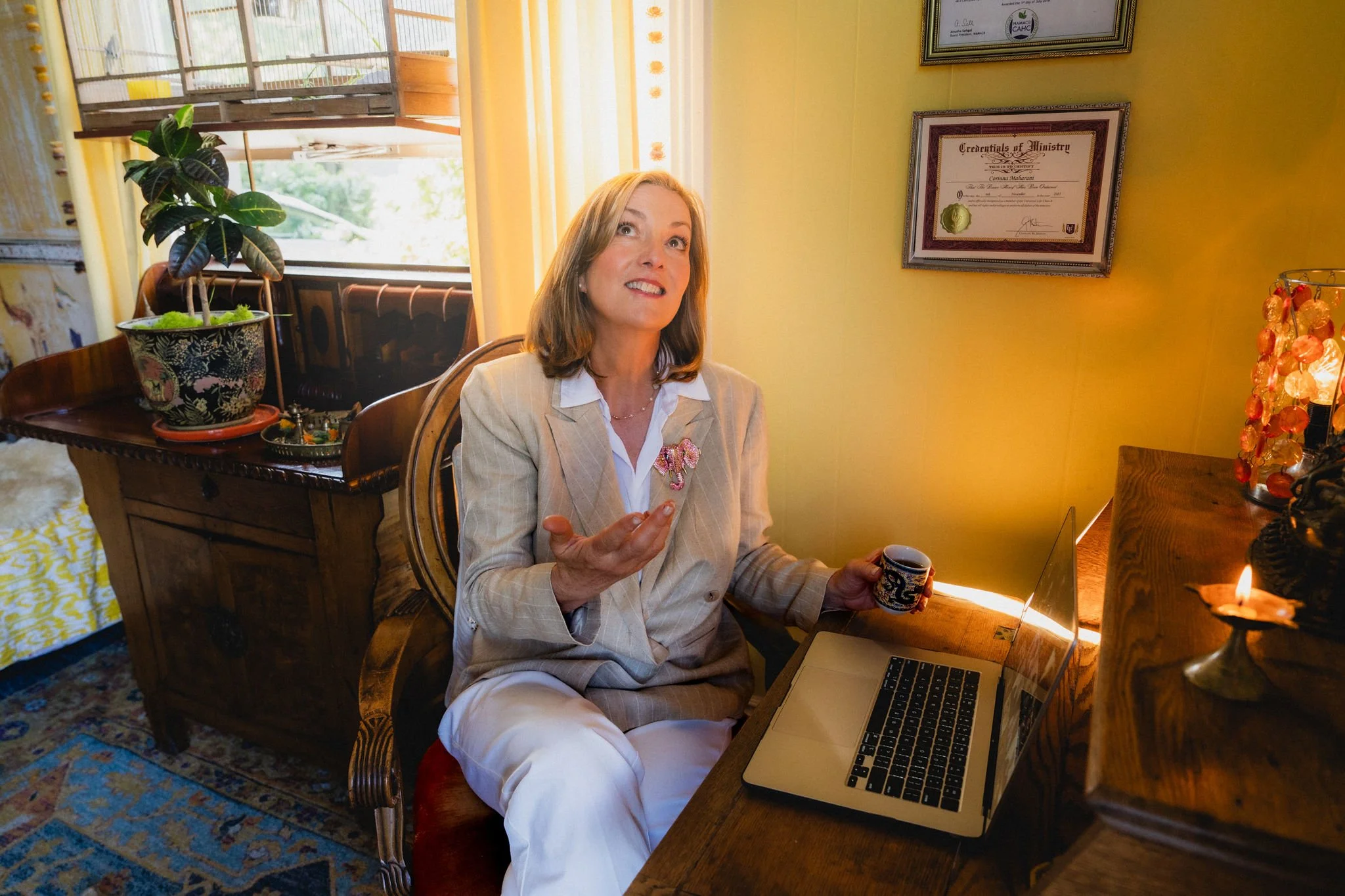 Corinna Maharani presenting on authentic Ayurveda during a professional educational event.