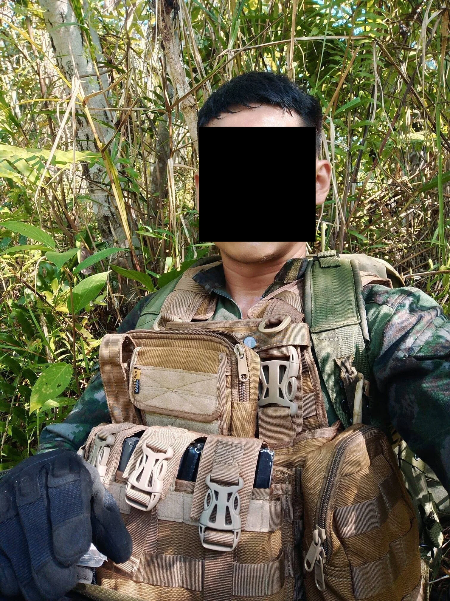A PNP-SAF trooper during exercise. This is the coyote brown color scheme.