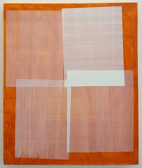 EMMA BEE schnitzel with noodles, 2017. acrylic on linen 60 x 50cm.