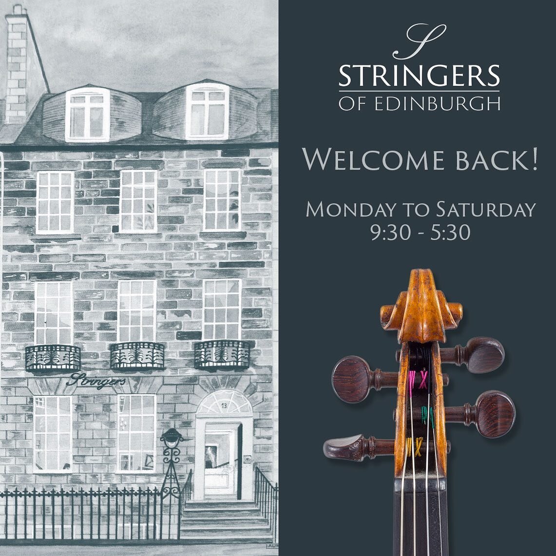 We look forward to welcoming you back to the shop! You can make an appointment at stringersmusic.com #violinstagram #violinistsofinstagram #celloplayer #wereback #seeyousoon