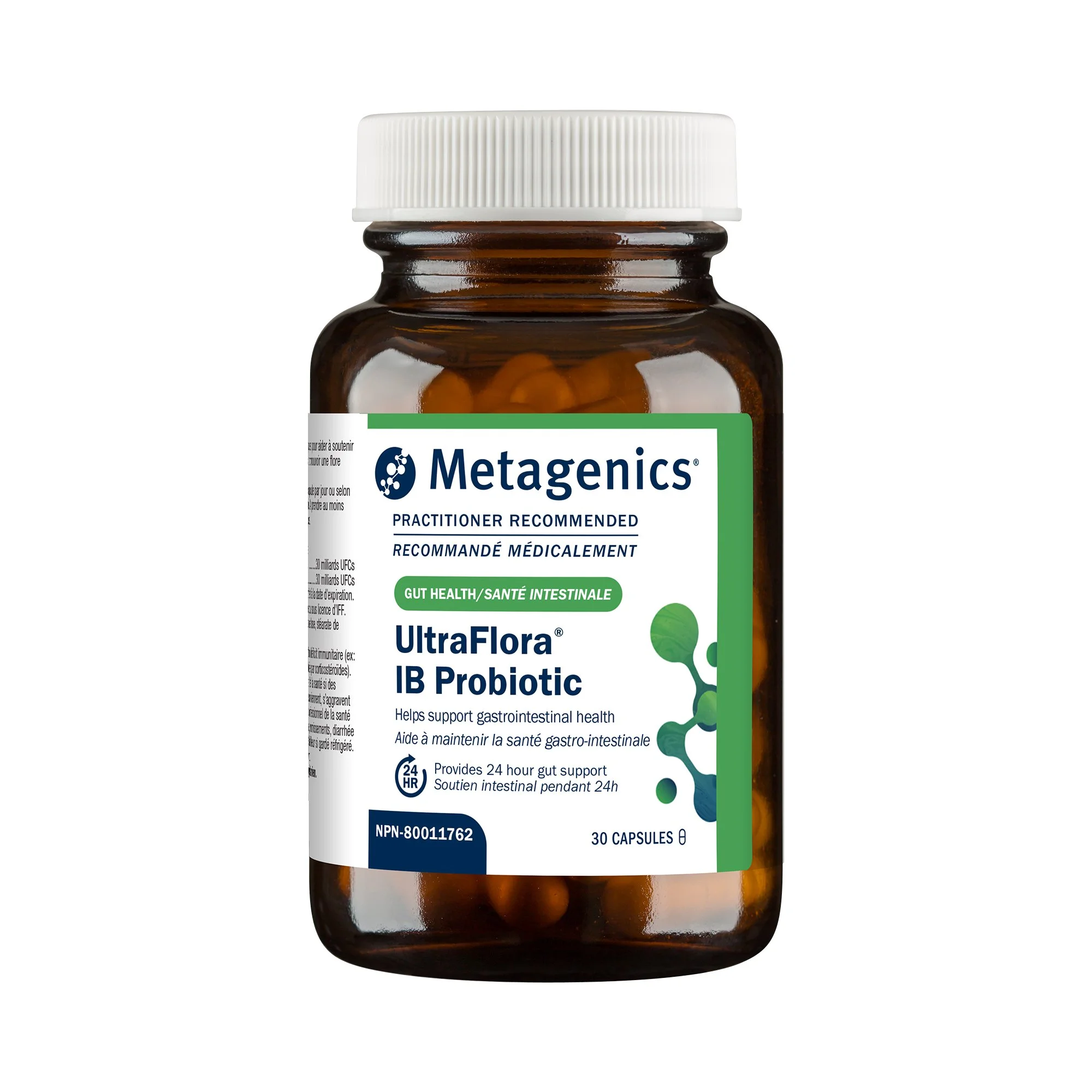 UltraFlora IB probiotic bottle for IBS symptoms and digestive relief.
