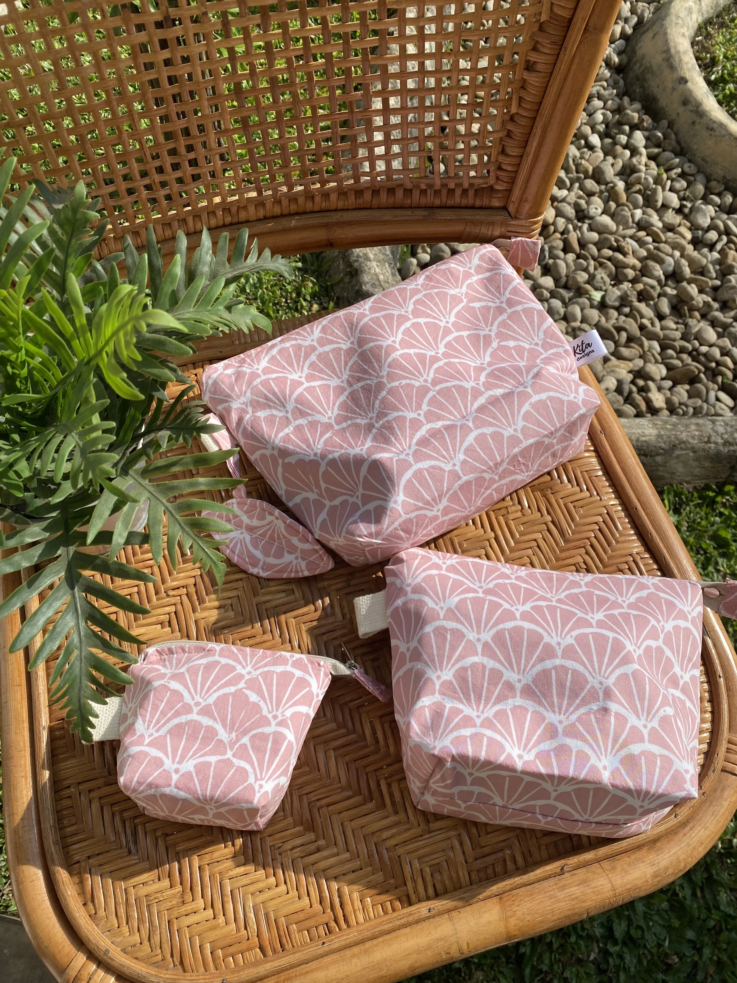 Set of 3 Batik Cosmetic bags 