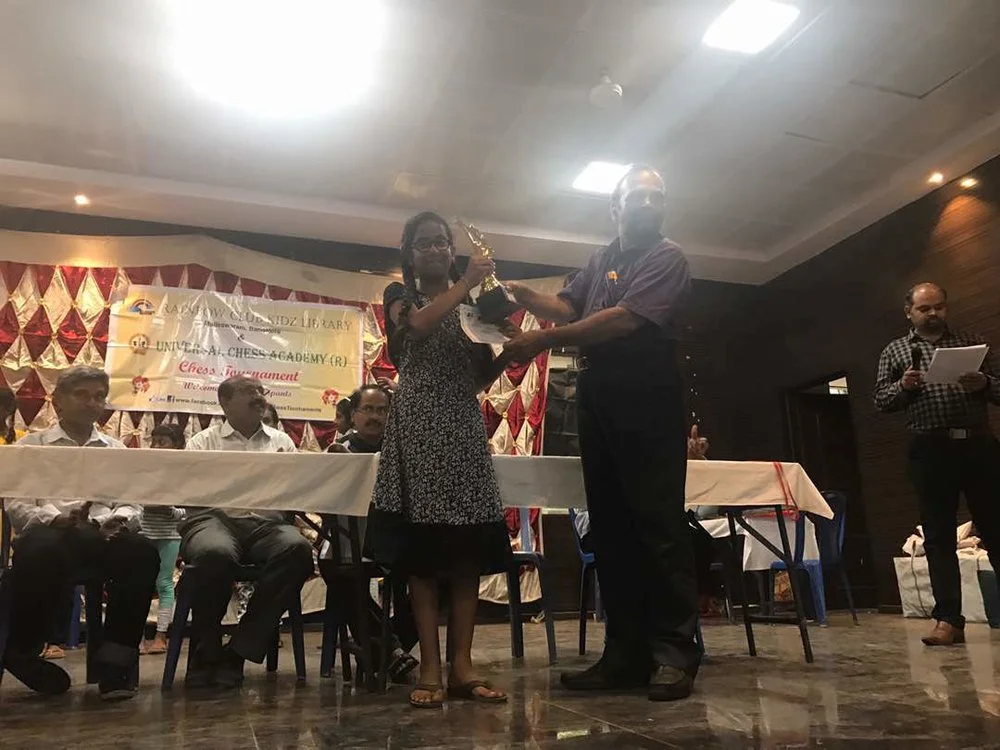 Renganayaki places 1st in the Children's Chess Tournament - U12 Category