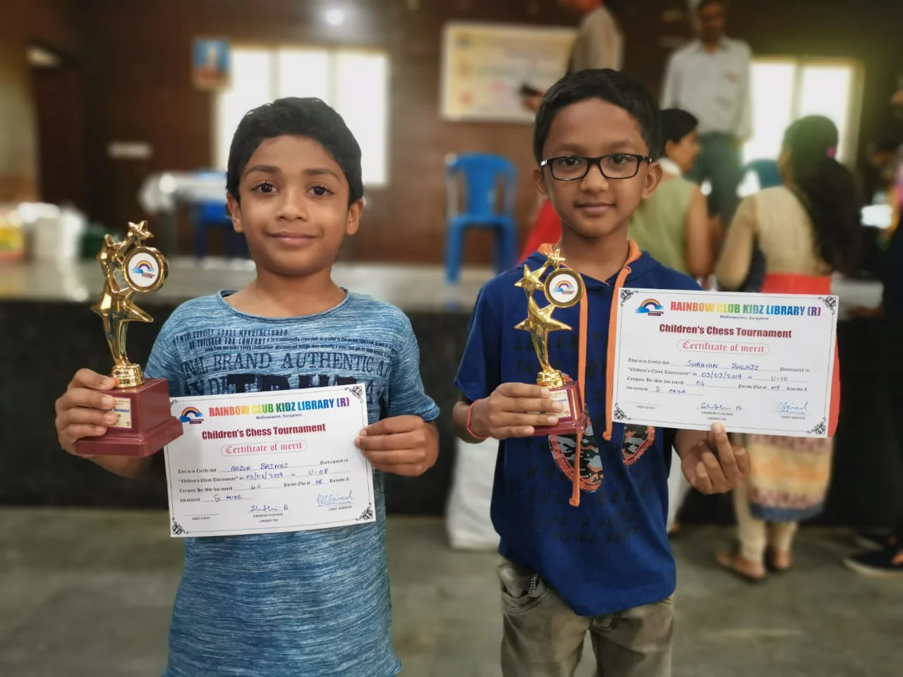 Congratulations to Arjun & Shravan for securing 2nd & 3rd place in their respective categories of the Rainbow Kidz Chess Tournament held in Malleswaram, Bangalore