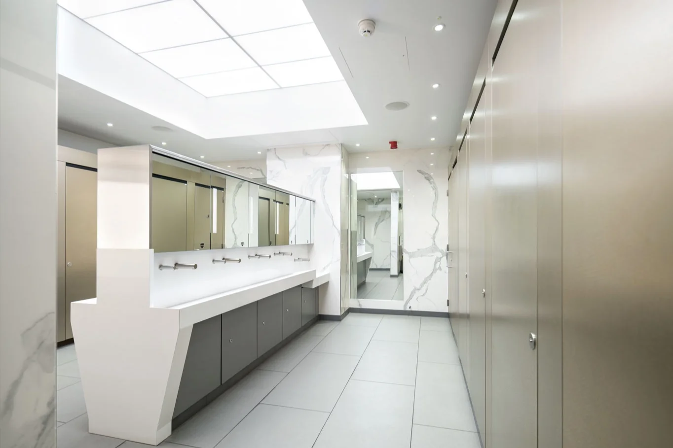 Full length mirrors are placed to increase the perception of space.