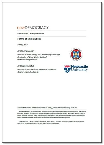 An Introduction to deliberative innovations in democratic practice