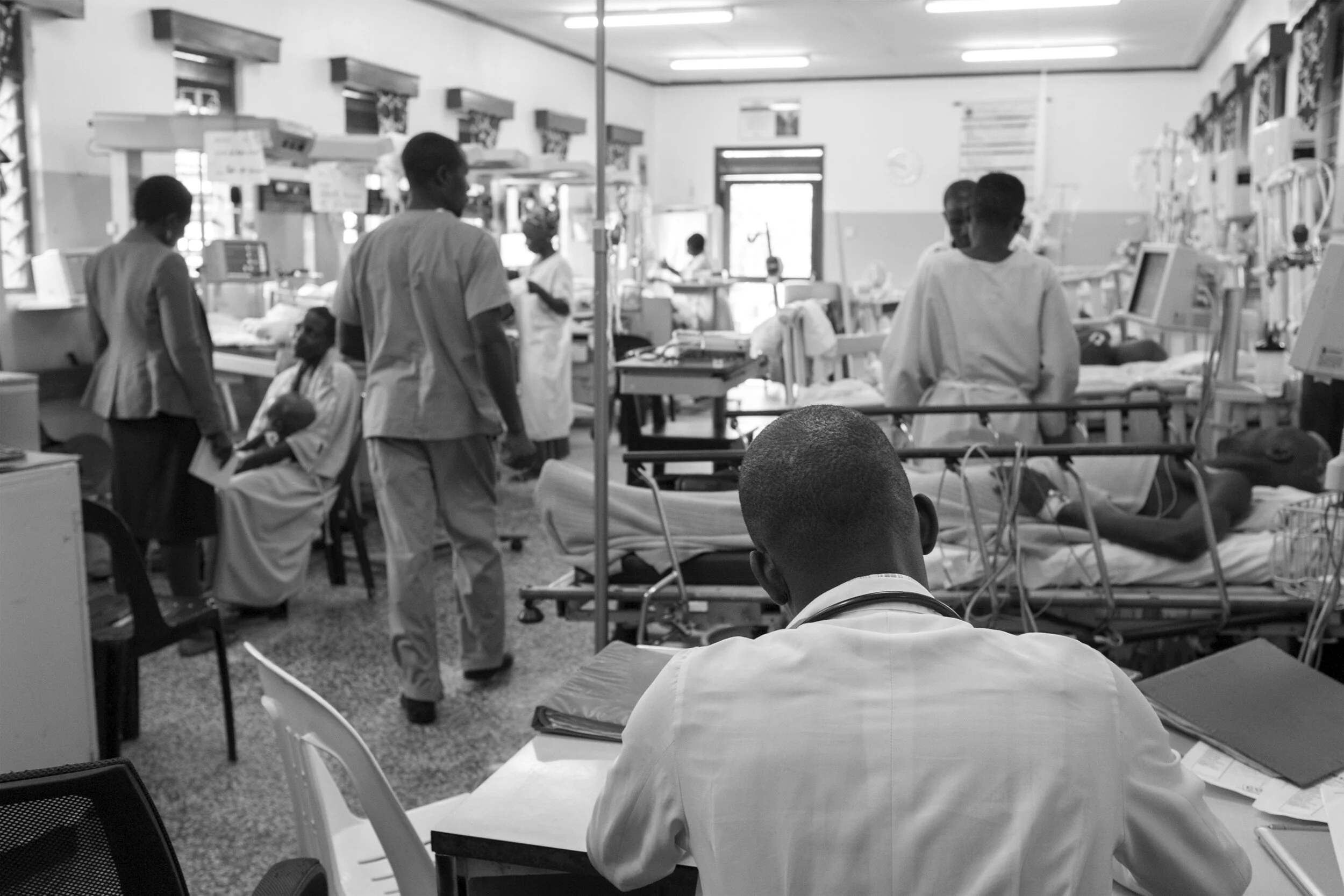 Dr. Micheal spends a lot of time caring for the patients in the ICU, which is full to capacity.