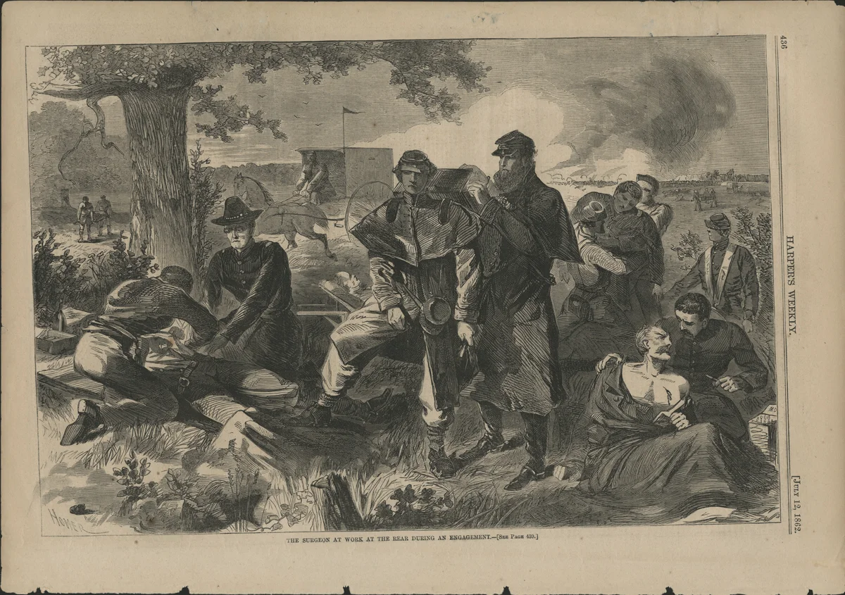 "The Civil War Surgeon at Work in the Field," Winslow Homer's image of medical care in the chaos of the battlefield, 12 July 1862 ( National Library of Medicine)