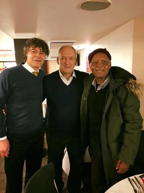 David Bekham’s father (middle) meets Kenya’s legend Joe Kadenge as he tours Old Trafford.