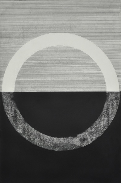  Erasure 1, graphite, chalkboard paint, chalk, mylar on panel, 18” x 12”, 2016 