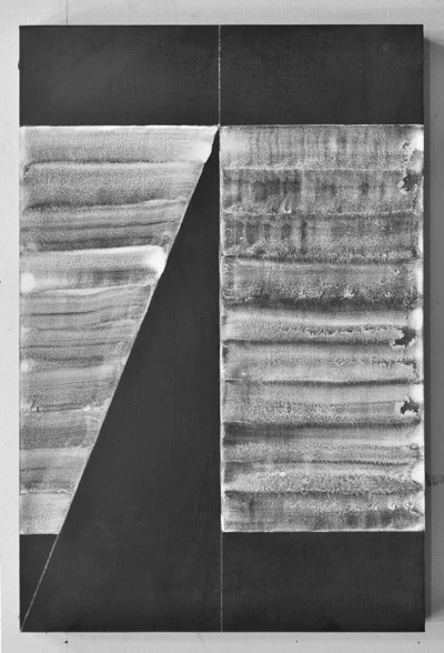  Erasure 13, chalkboard paint, chalk, ink on panel, 18” x 12”, 2016 