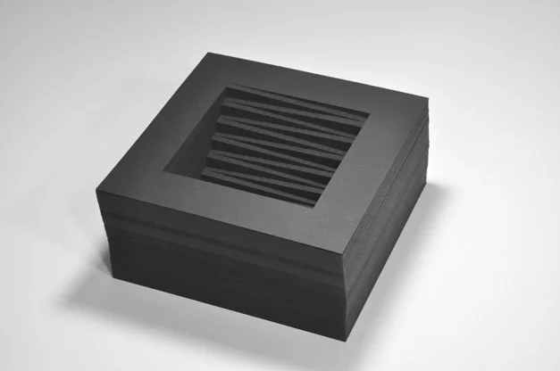  Descending Grid, cut paper, 8”x 8”x 4”,&nbsp; 2009 