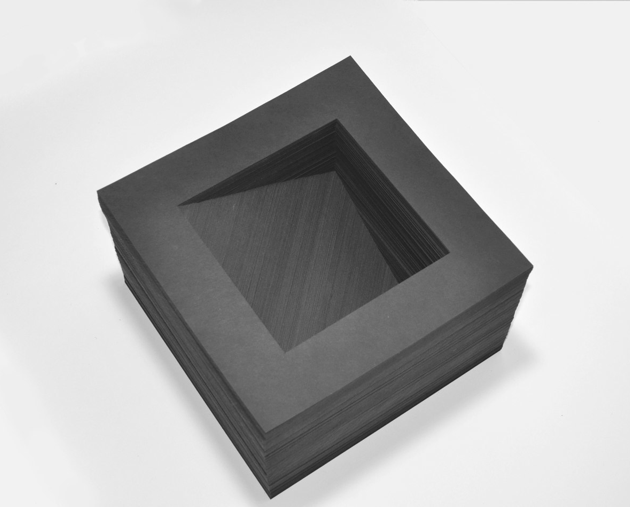  Diagonal Line, cut paper, 8” x 8” x 5”, 2010 